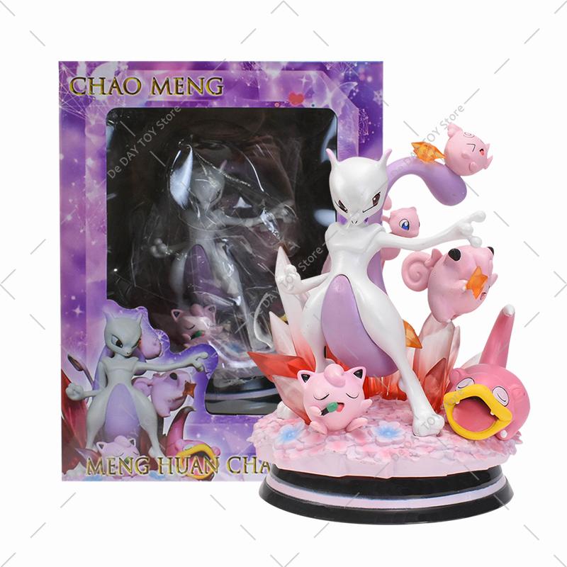 Anime Special Effects Figure Mega Charizard XY Greninja Gengar Mewtwo Three Form Evolution Led Light PVC Model Toys