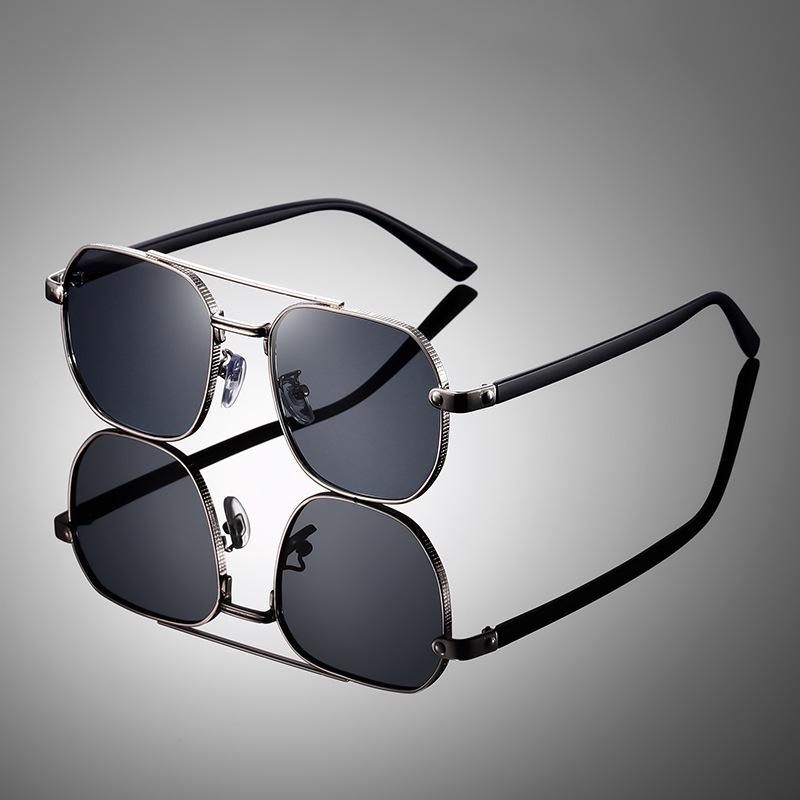 Unisex Retro Double Bridge Sunglasses: Night Vision, Alloy Frame, Trendy Street Style 2404.