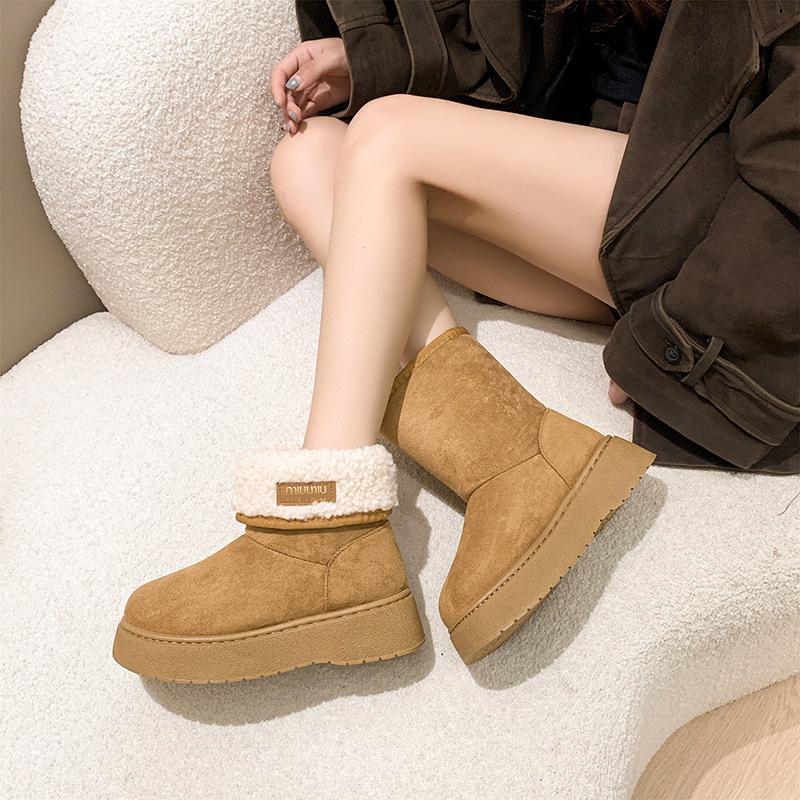 2025 Autumn and Winter New Two Wear Northeast Snow Boots Children Piled Thickened Cotton Shoes Medium Boots Maillard Short Boots