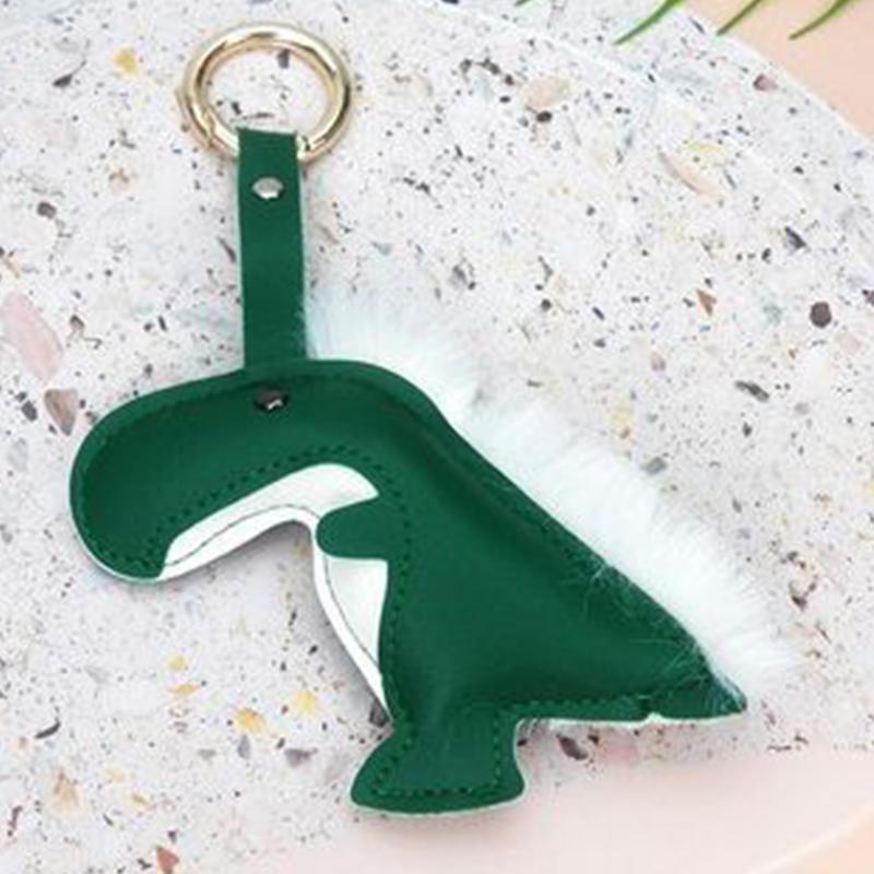 Frauen Mädchen Anhänger Kreative Schlüssel Ringe Halter Niedlichen Cartoon Dinosaurier Tasche Dekorationen PU Leder Dekorative Geschenk Zubehör