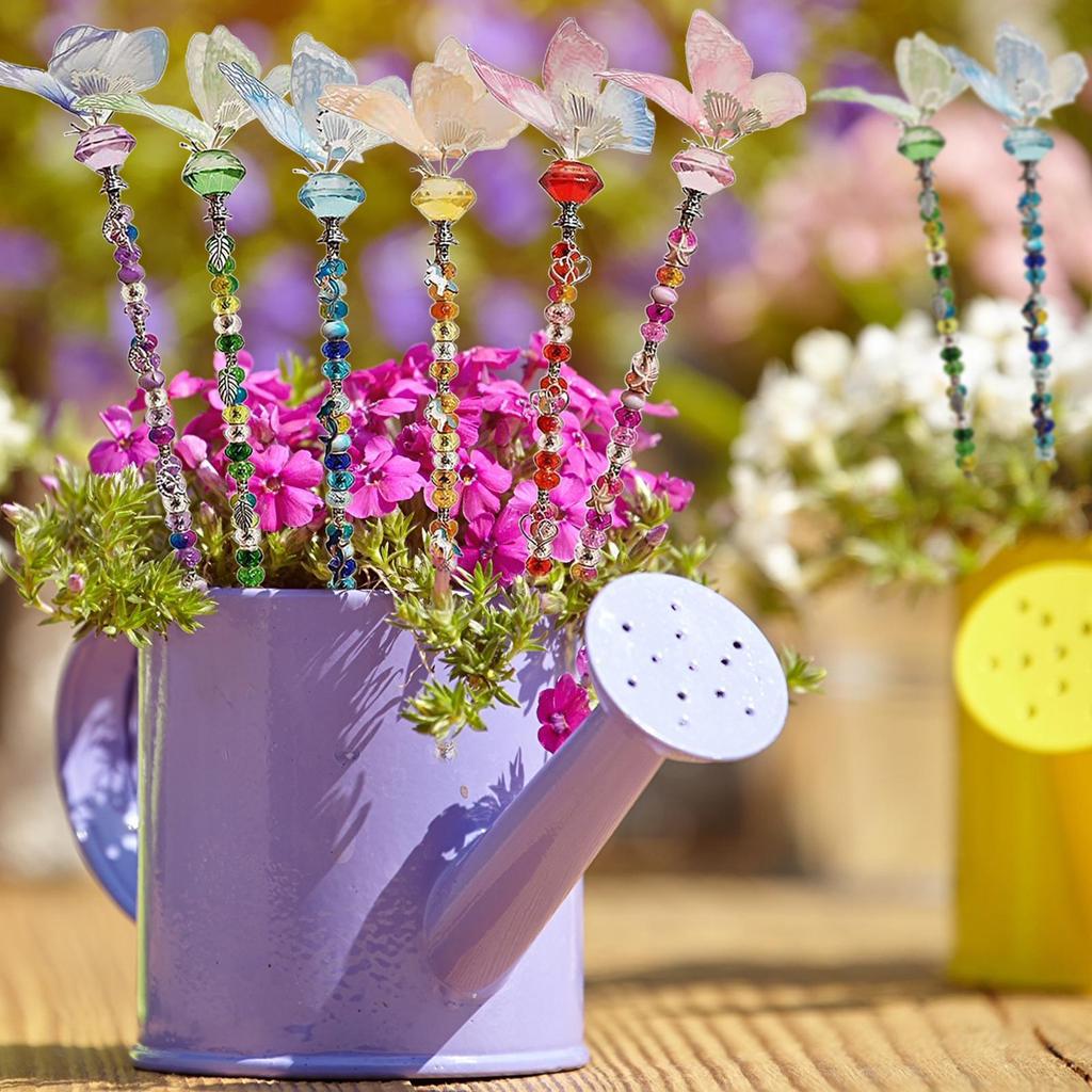 Fairy Butterfly Wand Plant Stake Set Suitable for Different Festivals Garden Stakes Outdoor Decorative Beaded Items Garden Tool