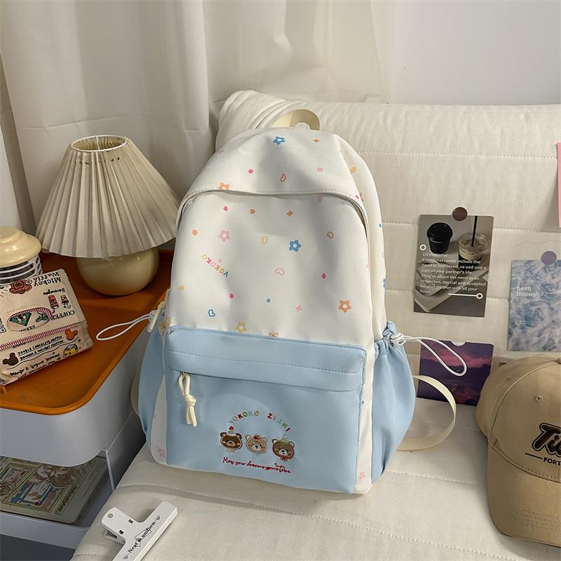 Cartoon Embroidered Student Schoolbag Girls Large Capacity Backpack
