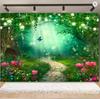 Fantasy Wonderland Jungle Mushroom House Fairy Tale Magic Photography Background Children's Birthday Party Decoration Background
