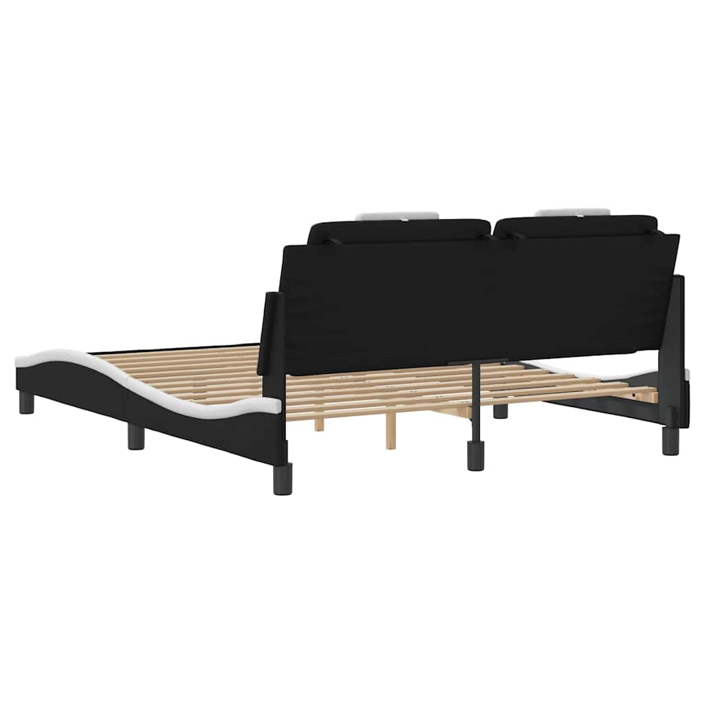 Bed Frame Viana without Mattress Black and White 160x200 cm Faux Leather