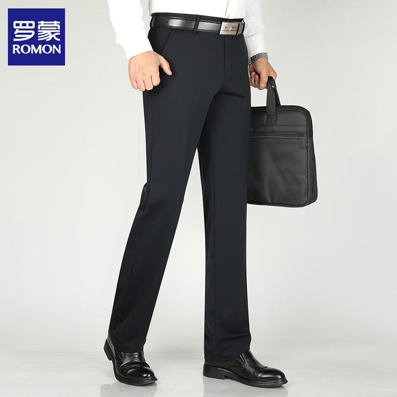 Romon Men's Business Casual Straight Fit Elastic Pants