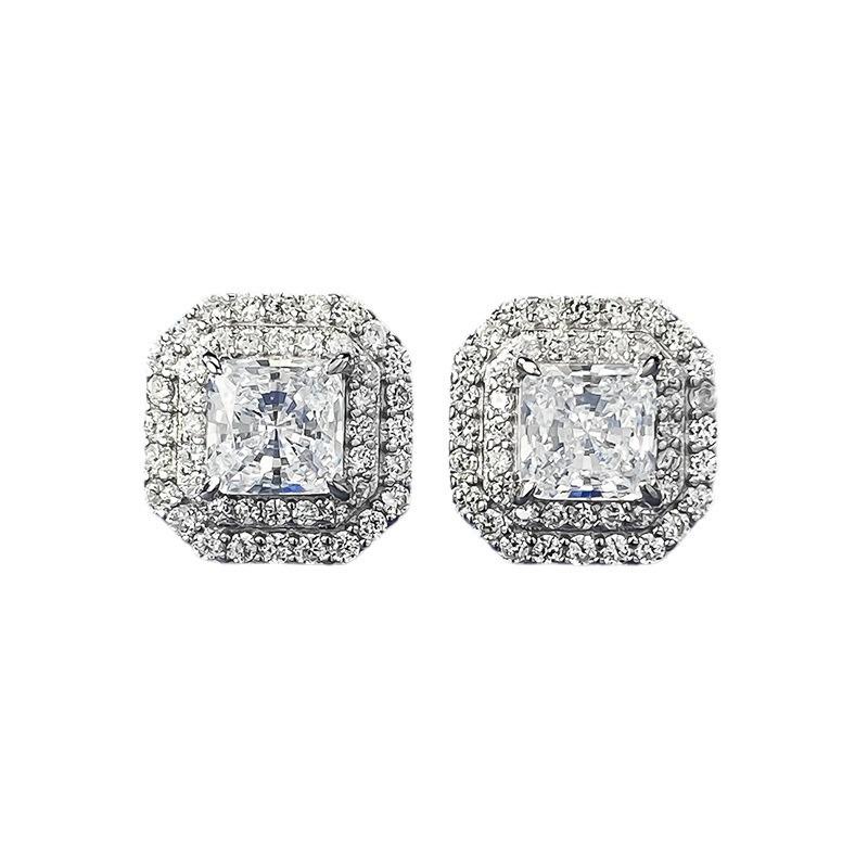 Hui Zhiyi 2023 Bartia Style 925 Silver Simulated One Carat Diamond Pave Earrings