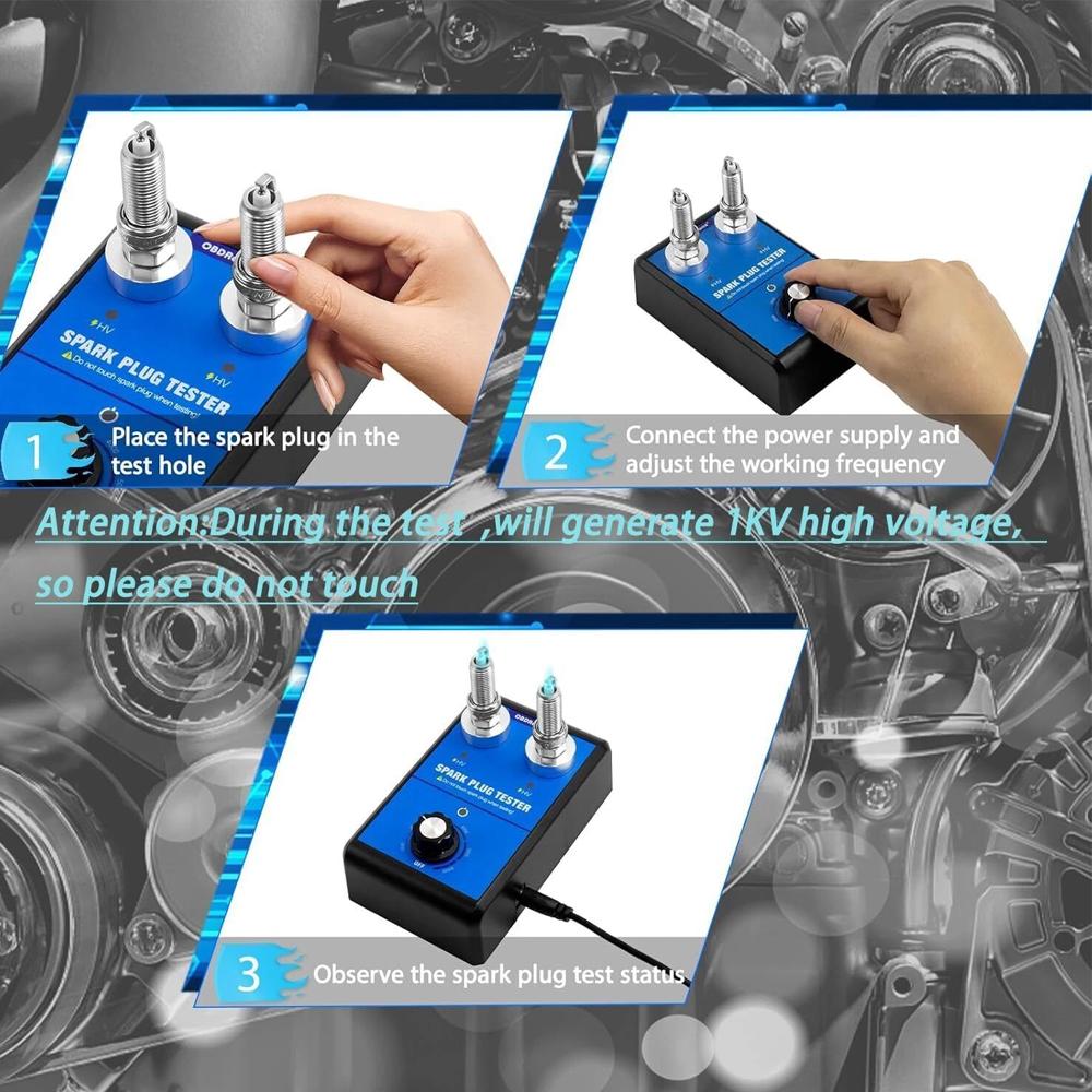 Car Spark Plug Tester Double Hole Spark Plug Analyzer Diagnostic Tool 0-6000rpm 12V Auto Engine Ignition System Tester
