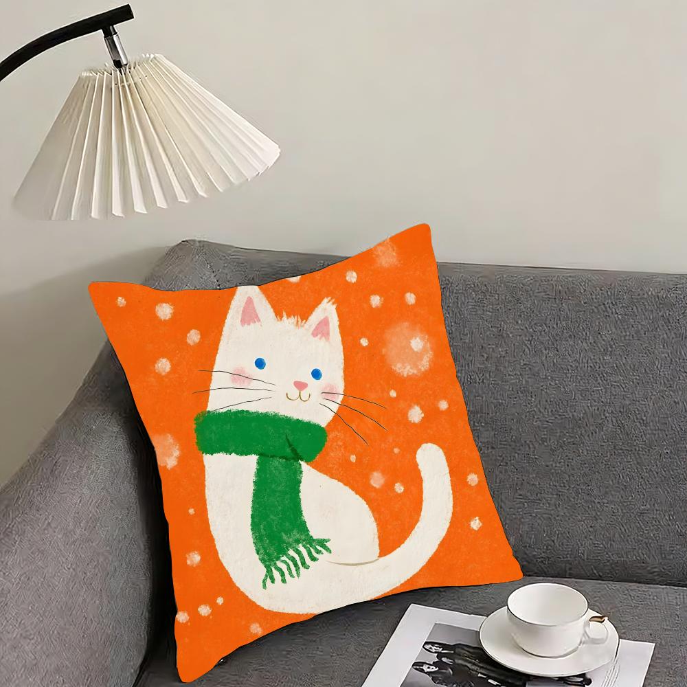 Cat Cute Cushion Cover Pillowcase Ultra Soft Skin Friendly Fabric Cloud Like Comfort  Concealed Zipper