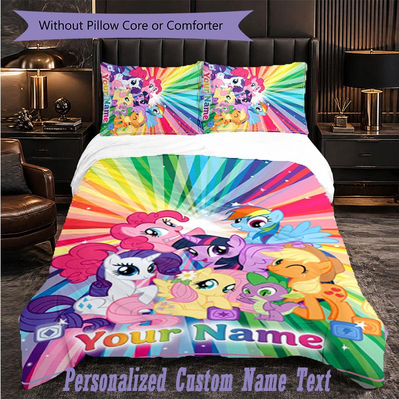 Personalized 3Pcs Bedding SetMy Little Pony Custom Text Duvet Cover Pillowcase Set Bedroom Gift