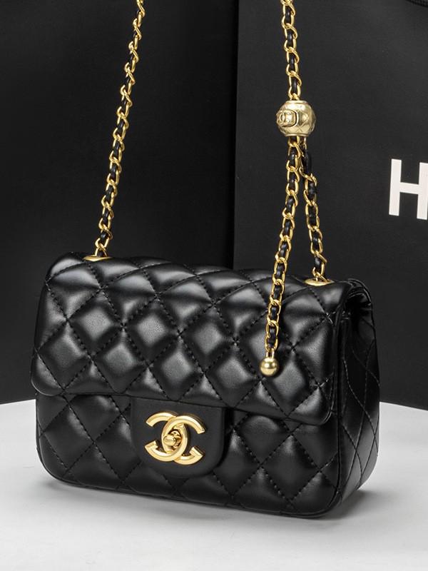 2025 Dames Vierkante Gouden Ketting Crossbody Tas - Lamsleer Diamant Ruit