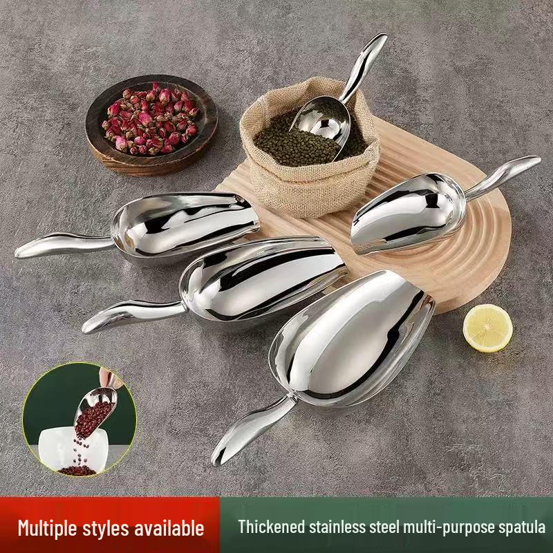 Stainless Steel Multi-purpose Flat Bottom Ice Shovel for Grain, Flour, Sugar, Tea, and Feed