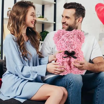 Valentines Rose Bear Gifts For Her, Red Artificial Flowers Bear With RoseBouquet Romantic For Wife Girlfriend,Birthday, Wedding