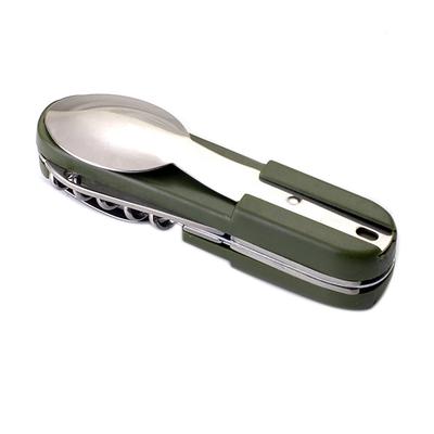7 In 1 Multifunctional Outdoor Tableware Survival Tools Stainless Steel Foldable Fork Spoon Knife Picnic Camping Dinnerware
