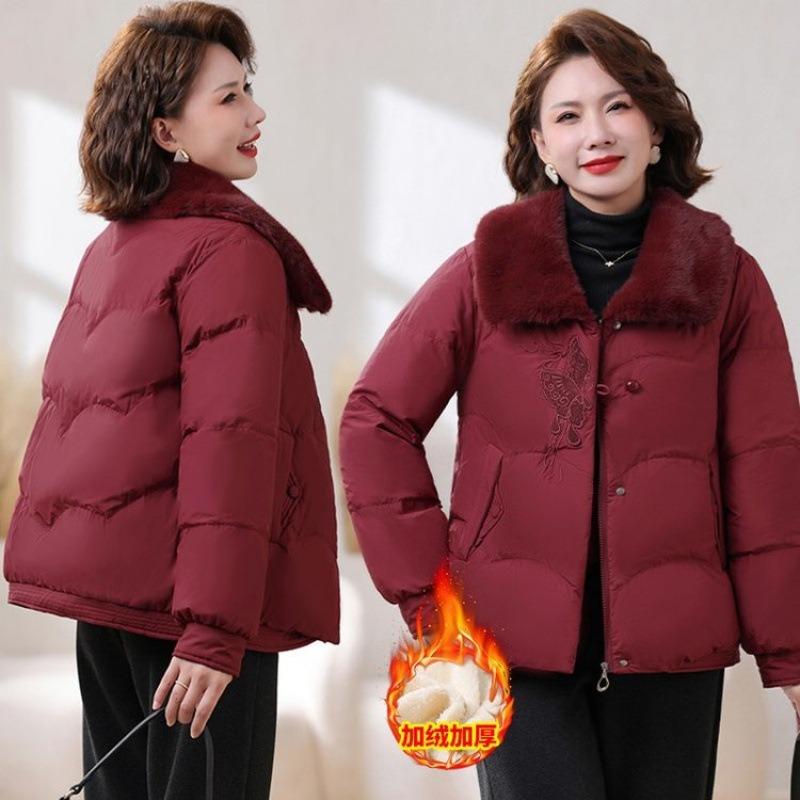 Mom Winter Velvet Padded Jacket Thickened New Medium Padded Jacket Middle-aged and Elderly Winter Padded Jacket