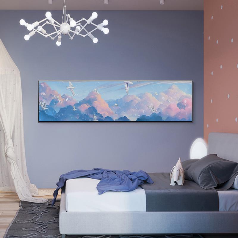 Fantasy Bedside Jednorožec Zasněný plakát a obrazy na plátně Nodic Style Wall Art Plakáty do obývacího pokoje Ložnice Galerie