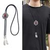 Engraving Stone Bolo Tie Carved Necktie for Shirt Jeans Western Necklace Braided Shoestring Necktie Bolo Tie