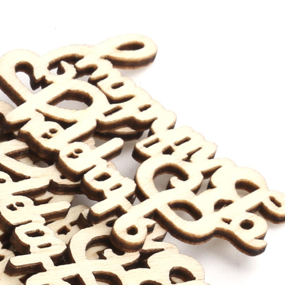 20pcs Unfinished Wooden Ornaments Mini Size Wooden Party Prop Wood Cutout Words For Birthday Party