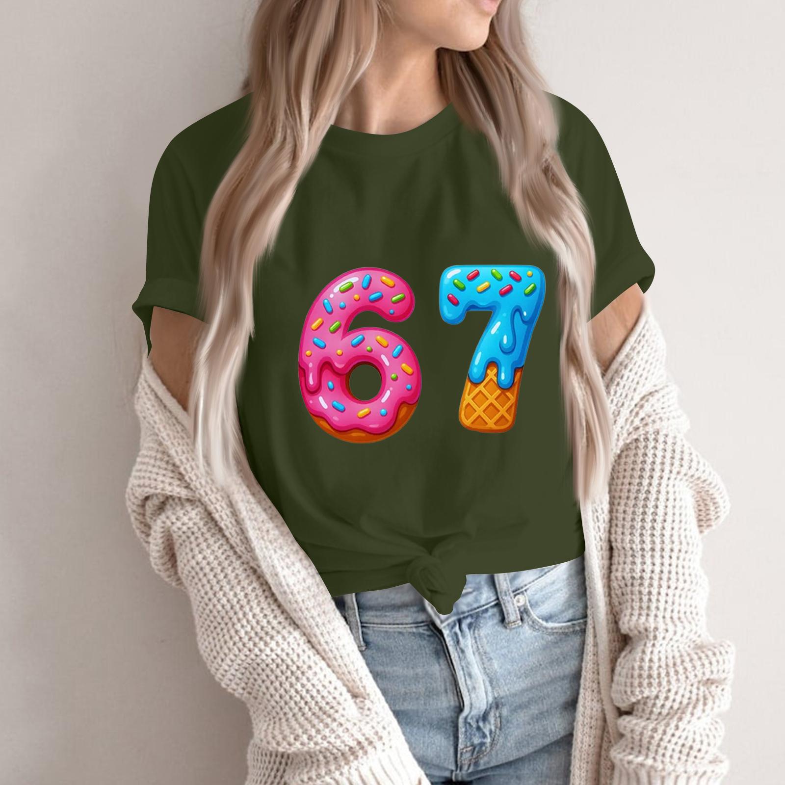 

Women s Fashionable Casual Short Sleeved Printed T-Shirt Round Neck Top XXXL