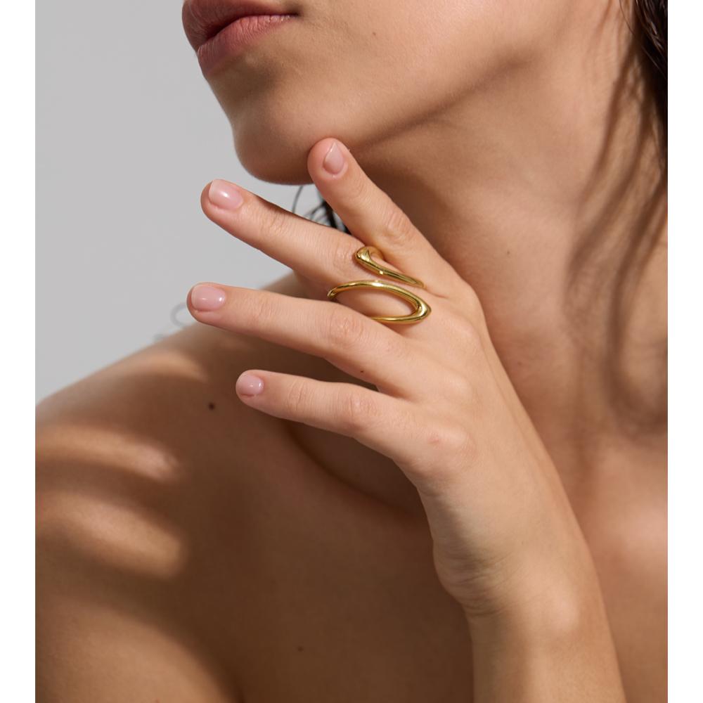 Yhpup Minimalist Stainless Steel Geometric Finger Ring Stylish Unique Design Trending Jewelry Wholesale PVD Waterproof Plated