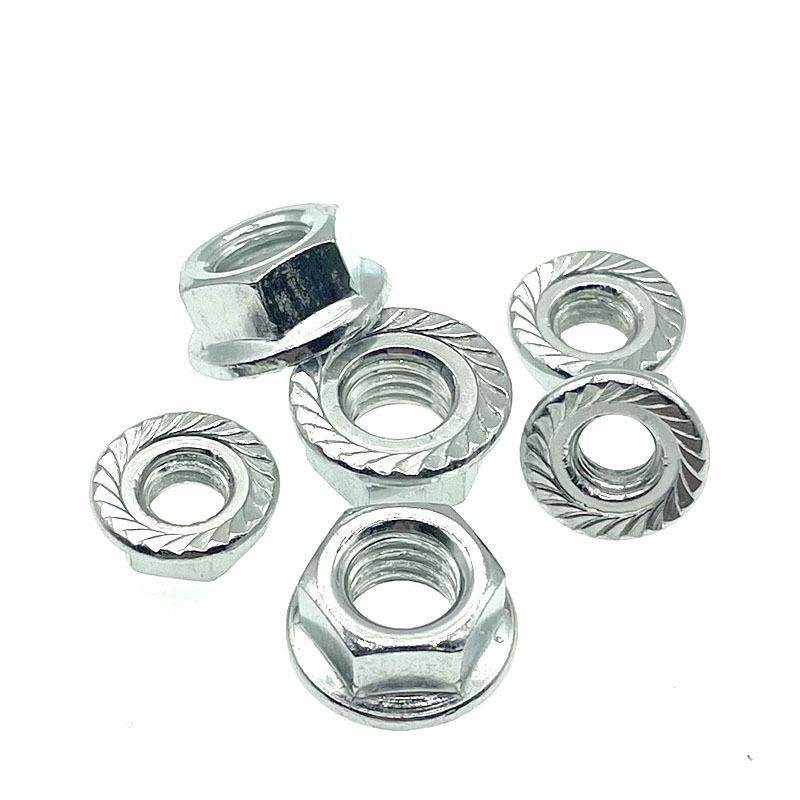Anti-slip Hexagon Knurled Flange Nut with Washer, Galvanized, Sizes M3-M16