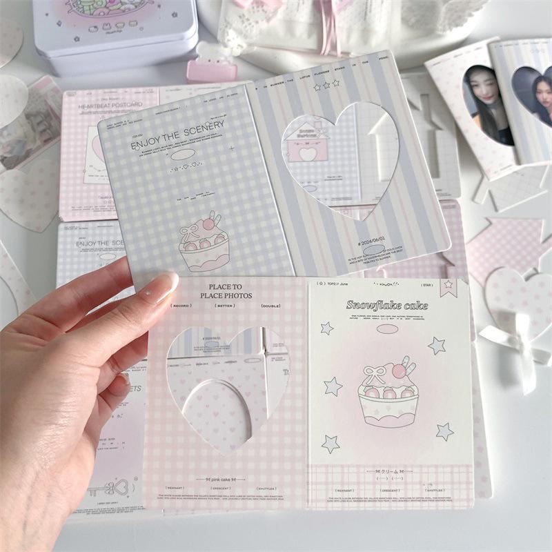10Pcs/Pack Hollow Window Folding Back Card Kpop 3 Inch Photocard Holder Diy Small Card Decorative Packaging Material