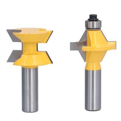 2Pcs 12in Shank Router Bit 120 Degrees  Tongue and Groove Milling Cutter for Wood Panel Cabinet Box