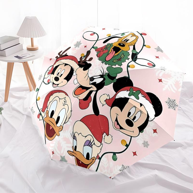 1pc Mickey Mouse & Friends Christmas Holiday Lights String Decoration with Santa Hats Automatic Opening Umbrella - Festive Outdoor Decor for