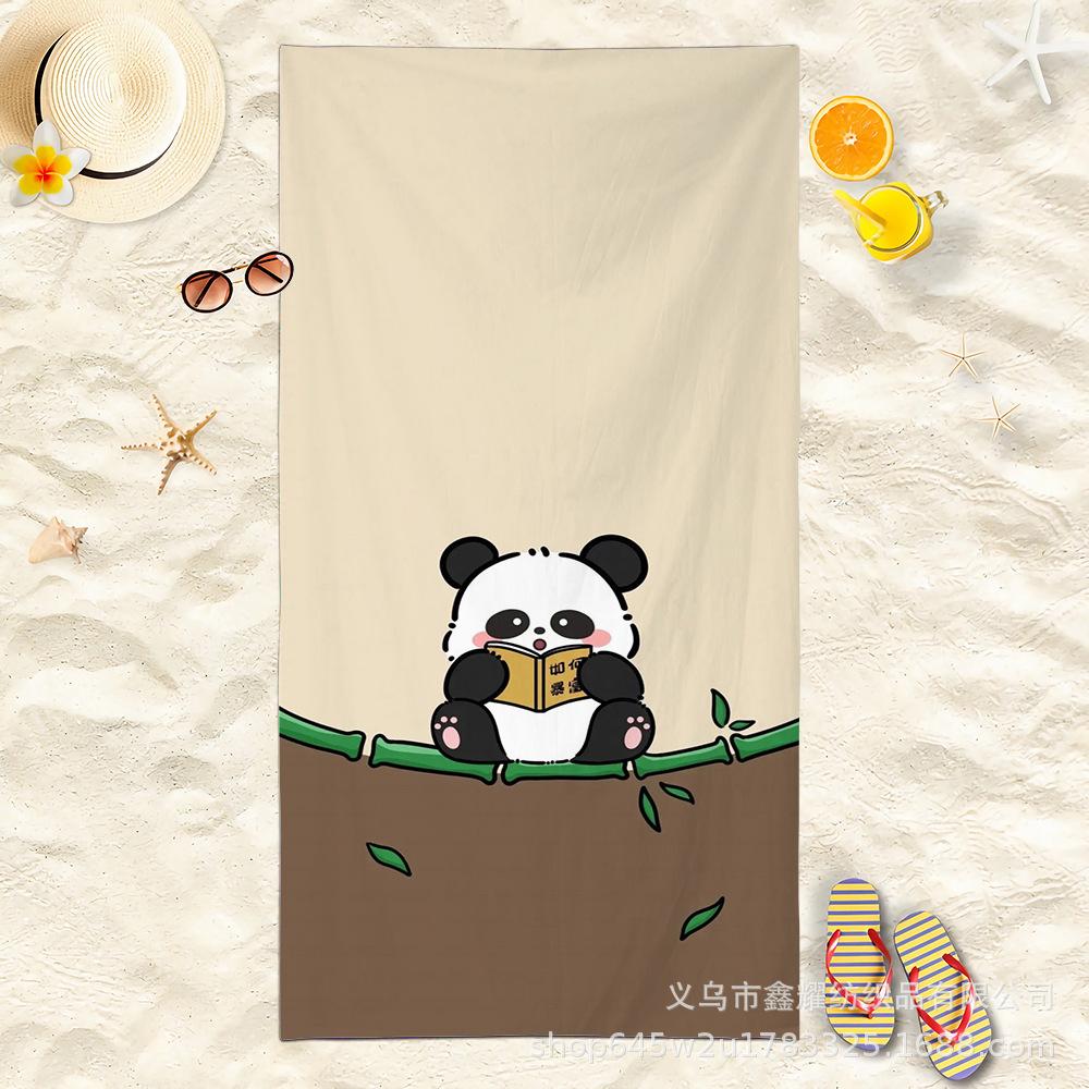 Süßes Kawaii Panda Strandtuch, Pastell-Garten-Print Schnelltrocknendes Handtuch