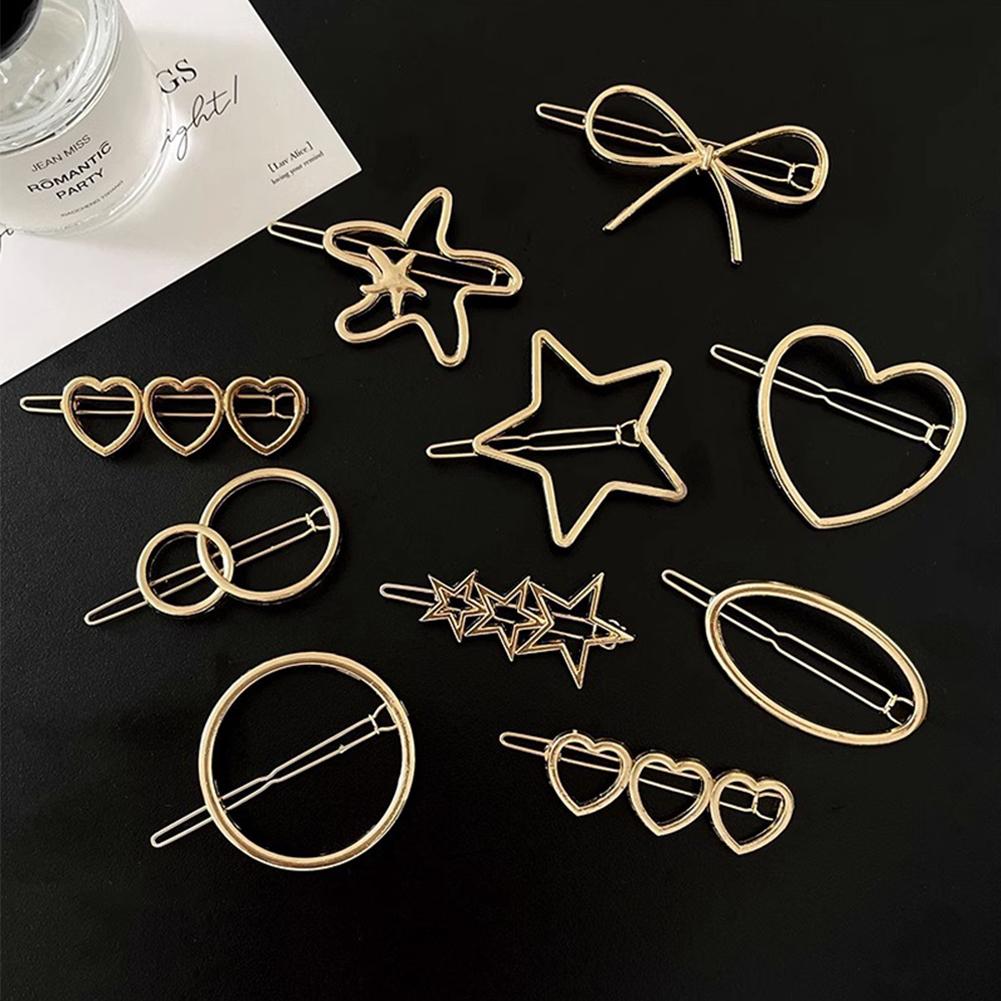 Simple Versatile Alloy Hollow Hair Clip Multiple Shaped Bangs Hairpin Headwear Hair Accessory for Female