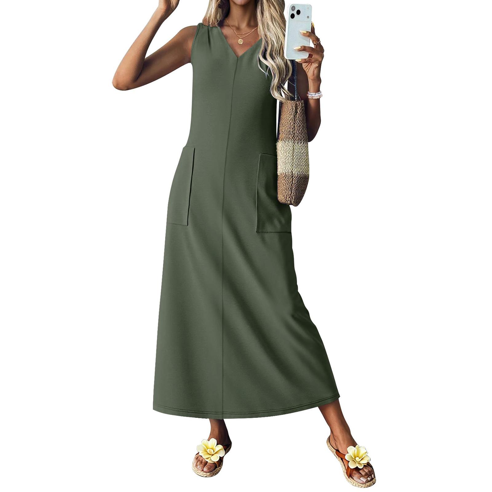 Women s Color Sleeveless Slim Fit Fashionable Long Dress L