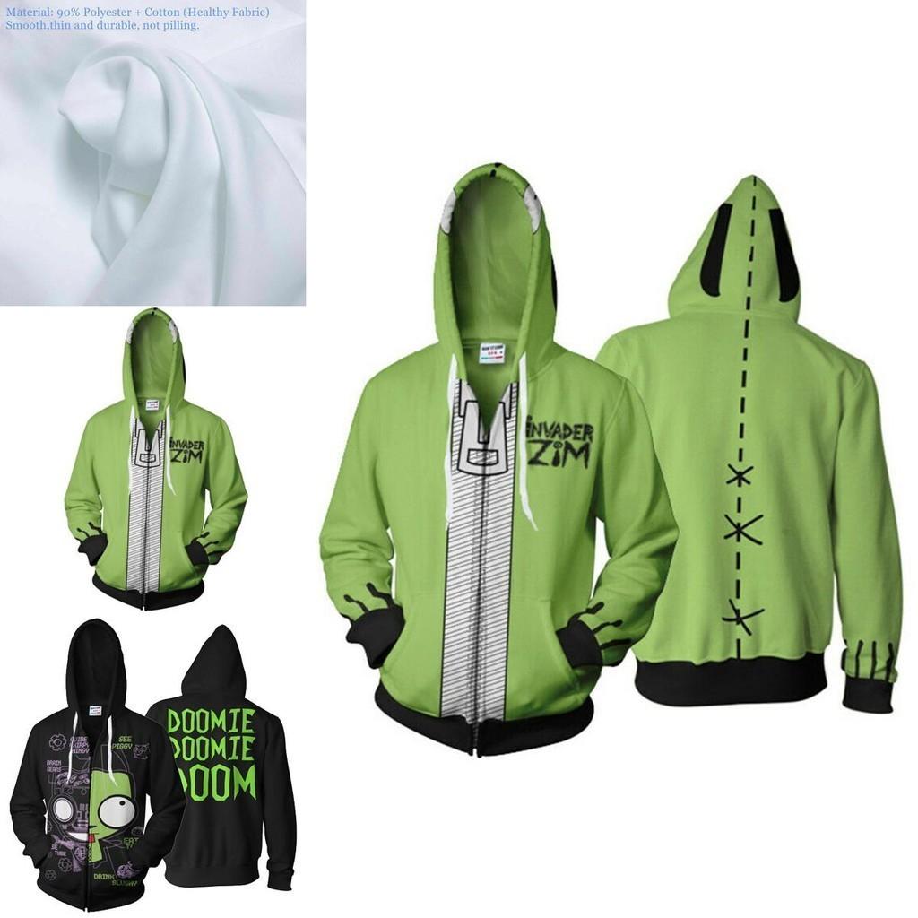 Invader Zim Costume Printed Men Zipper Hoodie Sweatshirt In Comfortable Soft Material
