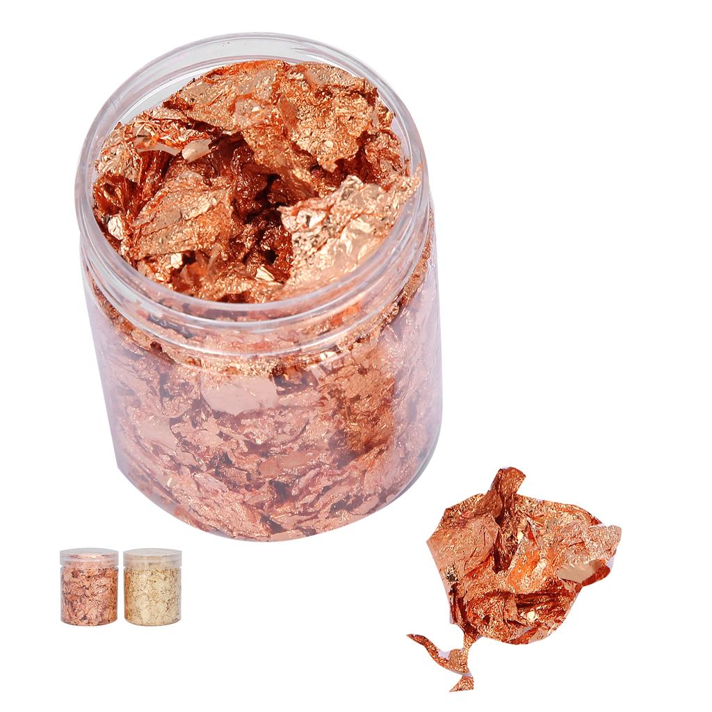 2pcs 5g DIY Gold Flakes Nail Art Decoration Gold Foil for Manicure Crafts Painting (Copper + Brass)