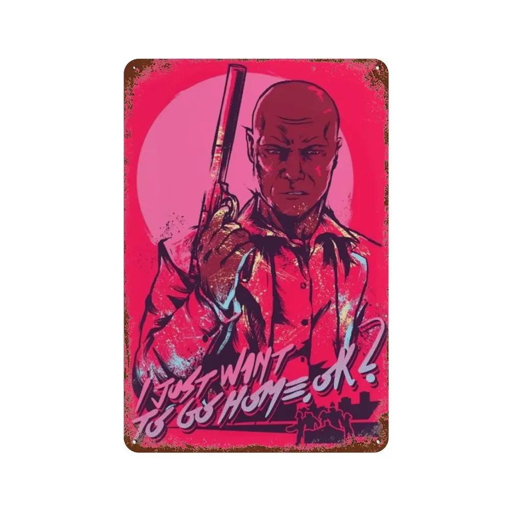 Poster Hotline Miami Hot Classic Adventure Game Posters e Placa de Metal Sinal de Lata Arte de Parede Placa Decoração Man Cave Decoração de Casa estúdio