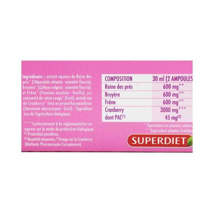 Superdiet Meadowsweet Quartet Organic Urinary Comfort 20 Ampoules