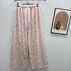 Damen-Blumen-Baumwoll-Seiden-Pyjama - Große Größen, Sommer, Leicht, Für draußen, Gerades Bein, Lockerer Schnitt