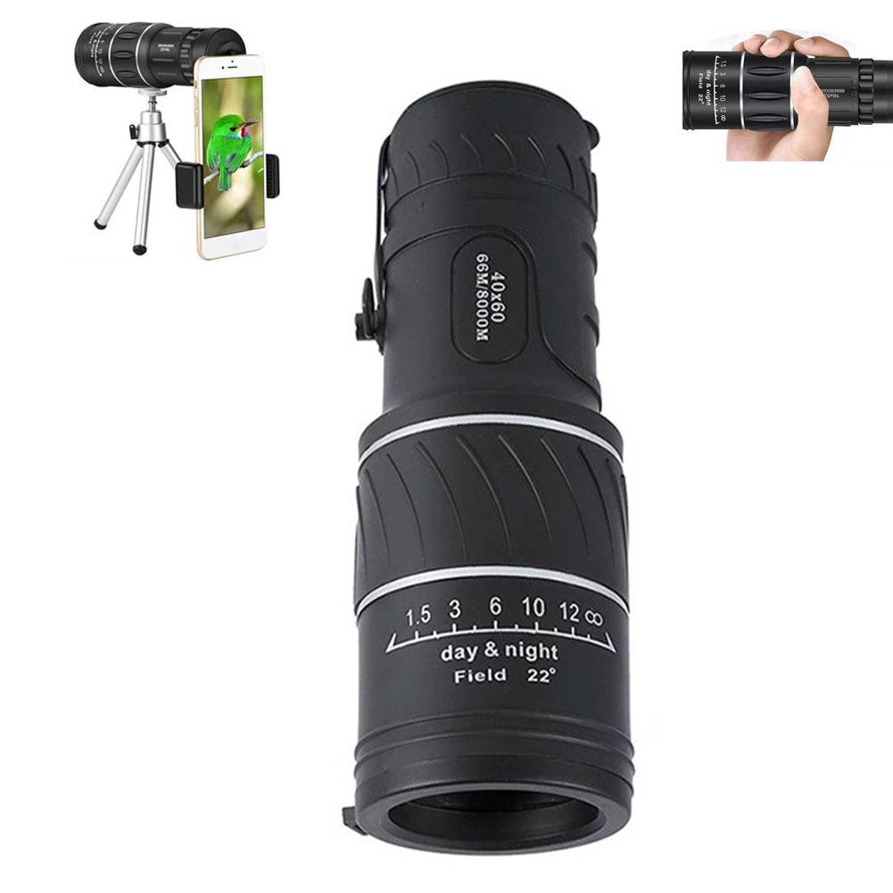 16X HD Monocular Telescope With Phone Adapter 8000M Day & Night Vision BAK4 Prism FMC Lens Pocket Scope For Bird Watching