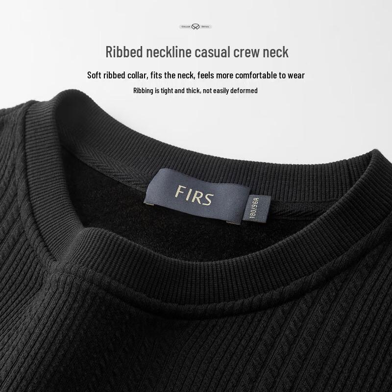 Shanshan Men's Ribbed Fleece-Lined Crew Neck Pullover