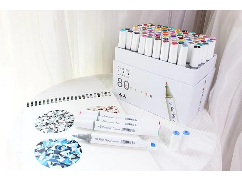 60-Color Double-Ended Alcohol & Oil-Based Marker Set