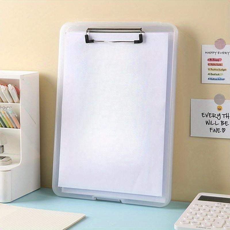 1Pc A4 Plastic File Boxes With Cilp, Multi-functional Portable Storage Boxes, Suitable for Office, School, and Home Use