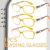 3PCS Women Fashion Flowers Pattern Anti-Blue Light Reading Glasses Urltra-Light Eye Protection Elegant Comfortable Eyeglasses