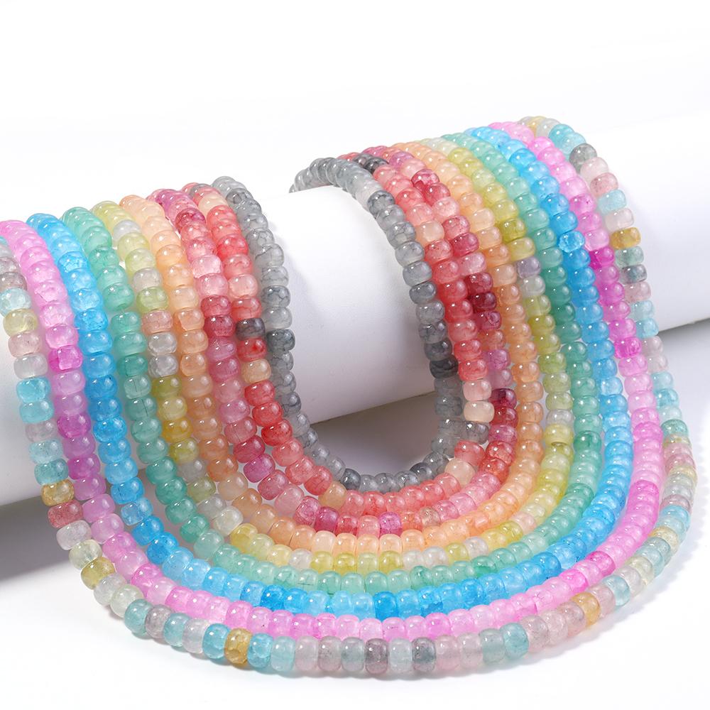 1 Strand Abacus Glass Beads Dual Color Mixed Crack Beads Spacer Beads For DIY Bracelets Keychain Charms Jewelry Making Supplies