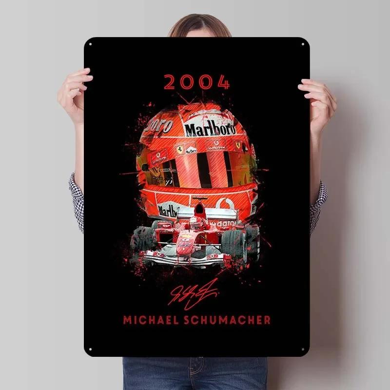 Michael Schumacher Metalowy Znak Plakaty Wyścigowe Dekoracja Dekoracja Ścienna Dekoracja Pokoju Dziennego Mężczyzna Vintage Elementy Dekoracyjne do Domu Mural Artystyczny