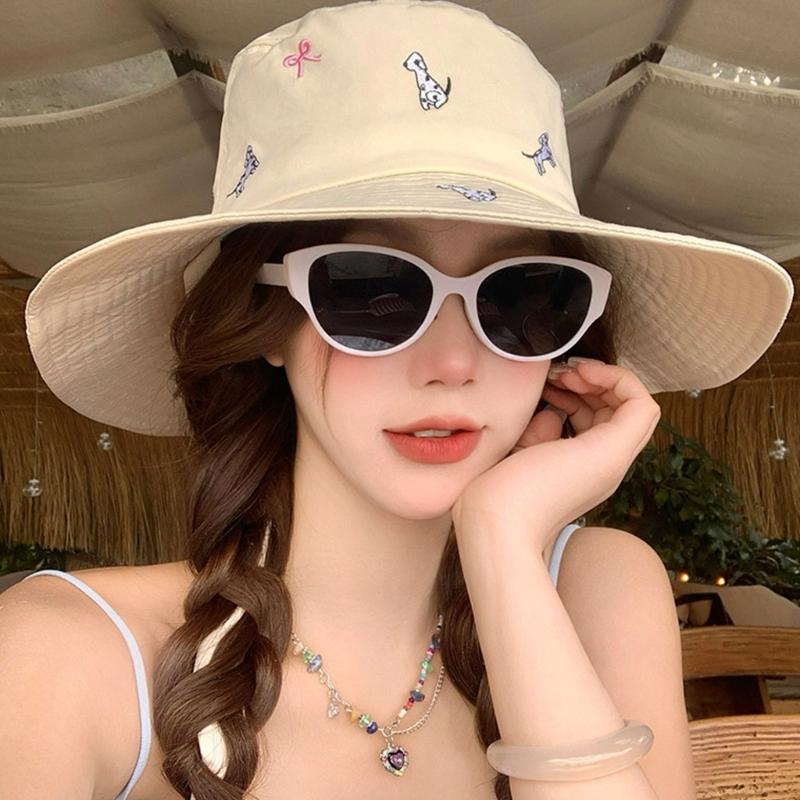 Fisherman Hat Bucket Hat for Girls Colorful Embroidered Casual Caps for Sports Gym Mountain Camping Hat Outdoor Sunshade