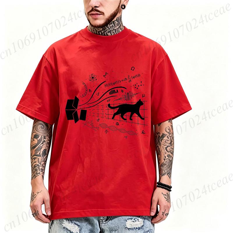 Quantum Physics Art For Science Lovers Graphic T Shirt Unisex Oversized Loose Short Sleeve Tees Cat Physics Science Geek Tshirts