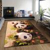 Weicher Polyester-Teppich mit Panda-Print - Rutschfest, Lebendiges Blumendesign mit niedlichen Pandas, Perfekt für Schlafzimmer- & Wohnzimmerdekoration, Kristall