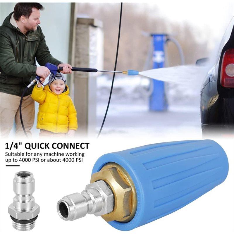 A25F-For Yard Suitable 1Set/5PCS High-Pressure Cleaning Turbine Nozzle, 360° Rotation 1/4" Quick Connect Cleaning Head
