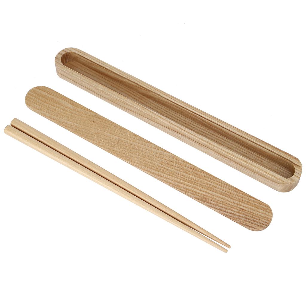 Wiederverwendbare Holzstäbchen Tragbares Besteck Geschenkset Küchenutensilien zum Essen mit Box(Weiße Wachs Essstäbchenbox