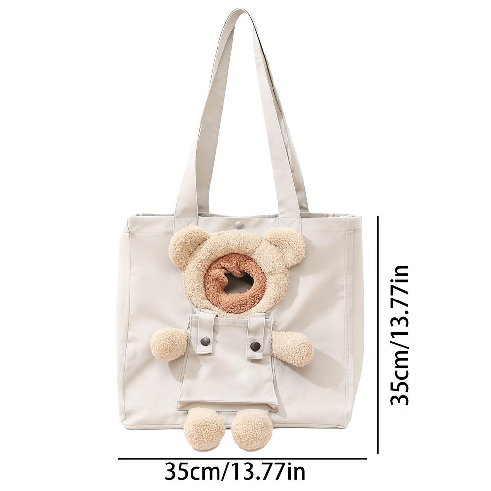 

Cat Carrier Bag Bear-Shaped Puppy Carrying Handbag Canvas Pet Carrier Tote Bag For Outdoor Shopping Camping Daily Walks Short сірий колір