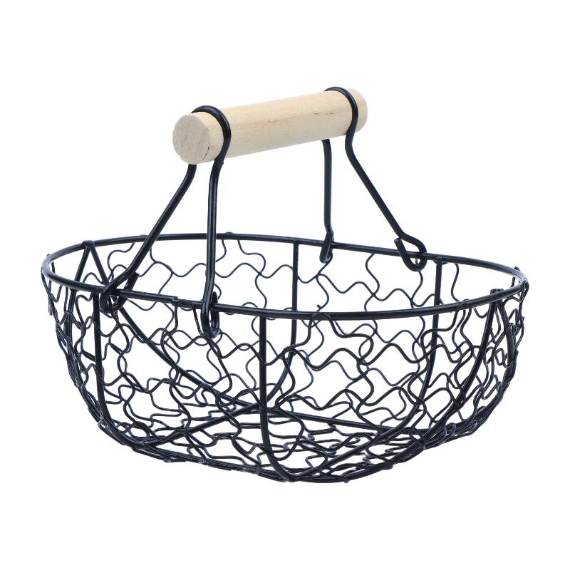 Cesta de Almacenamiento de Alambre Metálico con Asa Portátil Organizador Portahuevos Fruta Pan Cesta de Frutas Creativa Para Cocina Hogar Picnic