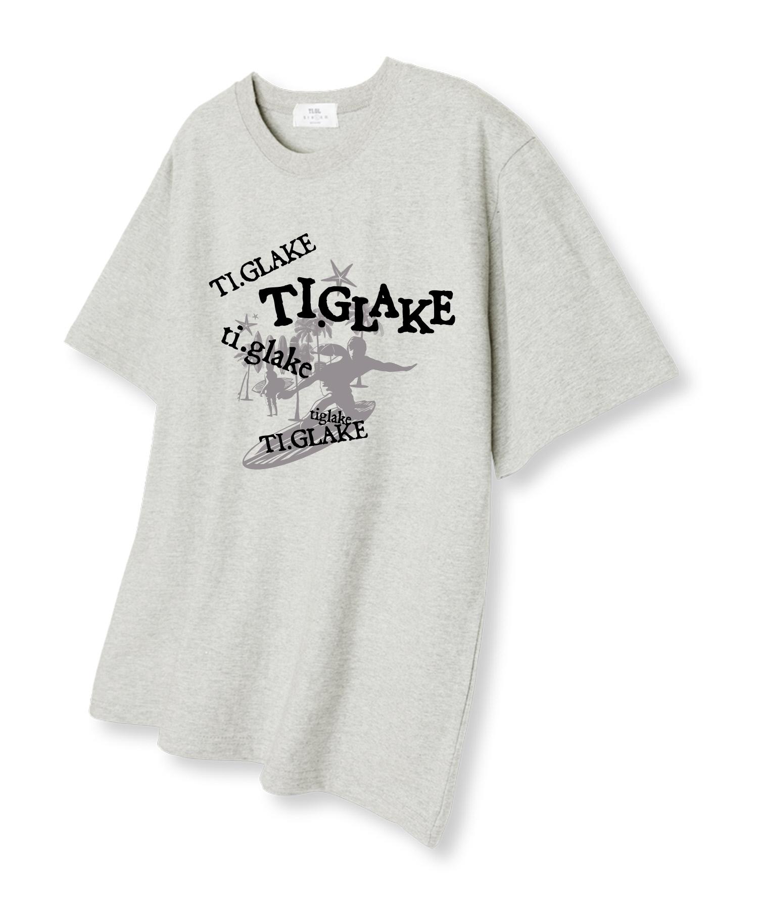 Tee Glake Palm Tree Surfing Oversized Short Sleeve T-Shirt Oatmeal L